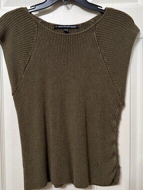 Ellen Tracy Petite L olive green sleeveless sweater top #summer #vest